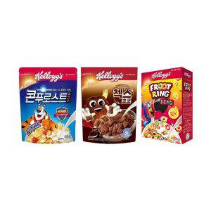 [베스트픽] 켈로그 아이 간식 3대장 세트(콘푸로스트 600g + 오곡 첵스초코 570g + 후