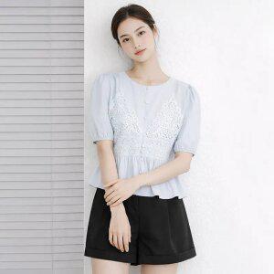 (택가 99000원) [샐리] 레이스뷔스티에코튼블라우스_I5B-CBL009