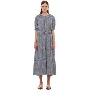 [상설]깅엄체크 허리스트링 티어드 원피스 PP2WO066