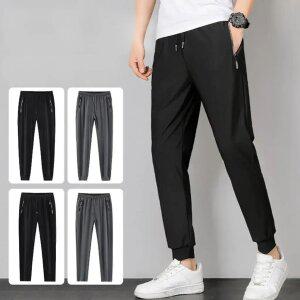 남성 여름 울트라 탄성 아이스실크 속건성 캐주얼 팬츠 고탄력