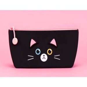 고양이 캐릭터 실리콘 필통 파우치 학용품 파우치 펜슬 케이스