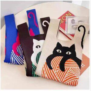 J2K 니트 가방 에코백 데일리백 미니 곰돌이 고양이