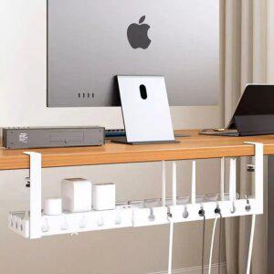 J2K 무타공 길이조절 멀티탭 정리함 컴퓨터 책상 케이블 충전기 트레이