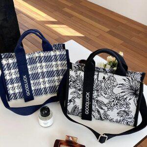 J2K 자수 패브릭 가방 토트백 캔버스 기저귀 에코 학생 크로스 여성