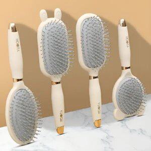 (코랄옐로우)(둥근브러쉬) 에어 쿠션빗/브러쉬/두피/마사지빗/브러쉬빗/머리/쿠션빗/미