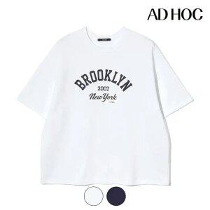 [택가 59000] [애드호크] 여성 빈티지 무드 브루클린 레터링 세미 루즈핏 반팔 티셔츠