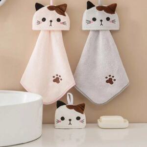 J2K 야옹이 주방 고리형 캐릭터 핸드타월 타올 주방 행주 수건