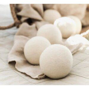 J2K 건조기 건조볼 천연 양모볼 세탁용품 섬유 유연 (6P+파우치)