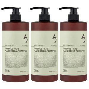 CH6 그리놀 허브 알로포시아 탈모샴푸 그린티우드향 1000ml 3개