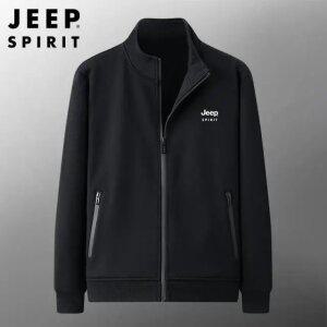 JEEP SPIRIT 남성 가을 겨울 넉넉한 플리스 상의 캐주얼 스포츠 스탠드 자켓