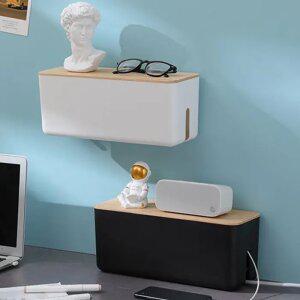 J2K 먼지방지 우드 멀티탭 케이블 전선 정리함 콘센트 모던