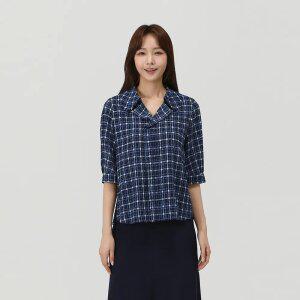 [PAT 여성] 체크 코튼 프릴 블라우스_1K42508