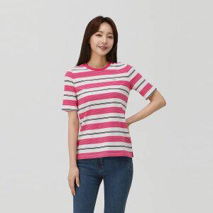 [PAT 여성] 5부 멀티 스트라이프 라운드 티셔츠_1K45302