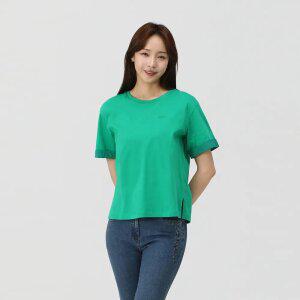 [PAT 여성] 우븐 배색 자수 포인트 티셔츠_1K45305