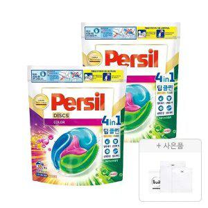 퍼실 디스크 4in1 딥클린 캡슐세제 컬러 38개입, 2개 + 증정(세탁망 2종(M,L), 1개)