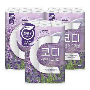 [심야마트] 코디 3겹 라벤더스페셜, 30m, 30롤, 3개