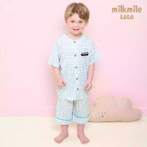 [밀크마일로로] 트윈체크스마일반팔파자마세트