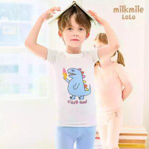 [밀크마일로로] 공룡반팔내의상하세트