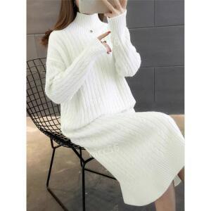 니트원피스 목폴라 하이넥 원피스 루즈핏 데일리 캐주얼 꽈배기 롱 드레스