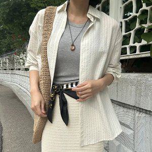 시어서커 셔츠 스트라이프 여성 여름 긴팔남방 면남방