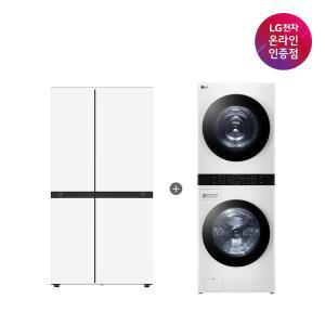 LG 디오스 AI 오브제컬렉션 냉장고(양문형) + LG 트롬 워시타워(S836MQQ012 + W21WAM)