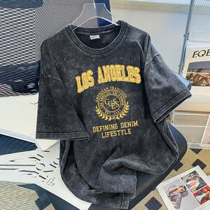 더벨러리 여성 레터링 피그먼트 워싱 반팔 티셔츠 BCT5168 루즈핏 빈티지 프린팅