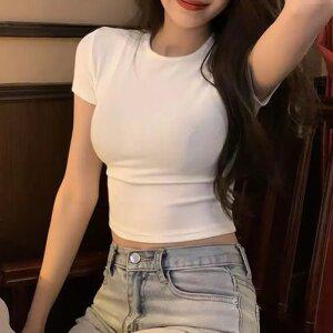 여성 슬림핏 크롭 반팔 티셔츠 BCT5094