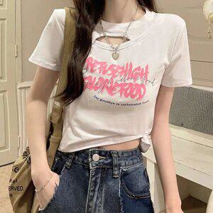 여성 레터링 숏 반팔 티셔츠 BKT5049