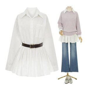 [페이지플린] 웨이스트밴딩페플럼셔츠_P6ASH008C