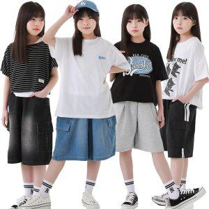 여름 주니어 옷 여아 의류 쥬니어 초등학생 와이드핏 오버핏 상하복 팬츠 데님 티셔츠