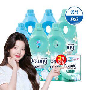 다우니 초고농축 섬유유연제 실내&탈취 혼합구성 1L 6개 모음 + 유연제 200ml 3개 증정
