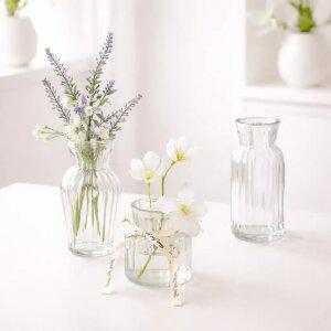 인테리어 유리 화병 꽃꽂이 생화 조화 오브제 실린더 플리츠 디퓨져화병 3종세트