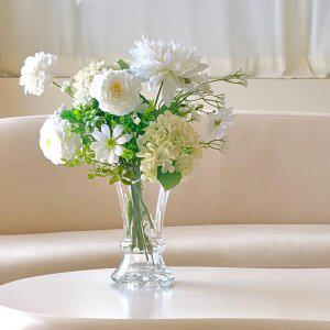 인테리어 유리 화병 생화 조화 꽃꽂이 조화 다알리아수국부케 화병세트