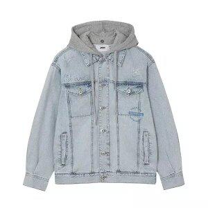 공용) 후드 탈부착 자수프린트 오픈구제 솔트워싱 오버사이즈 DJ_AN1DDJ241-LB