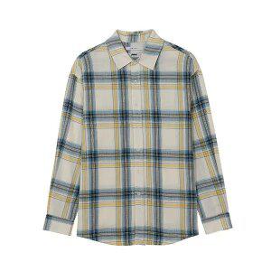 공용) 등판 그래픽 긴팔 체크셔츠(세미오버핏)_AN1WWH142-BL