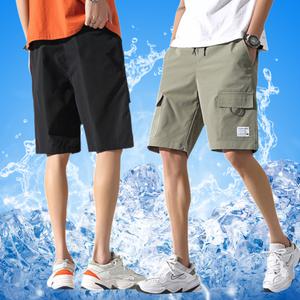 1+1 남성 냉장고 카고반바지 포켓 쿨링 작업복바지 냉감 냉장고 밴딩반바지