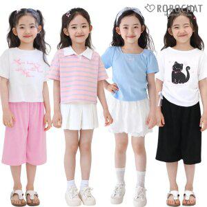 [로로샤] 여아 유아 아동 주니어 여름 신상 반팔티 데일리 베이직 상하복 반바지 스커