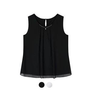 [꼼빠니아] 진주 포인트 핀턱 민소매 블라우스_CADU4-WXK900