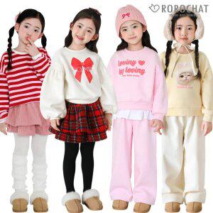 [로로샤] 여아 아동 유아 주니어 겨울 신상 기모 맨투맨 티셔츠 상하복 원피스 레깅스