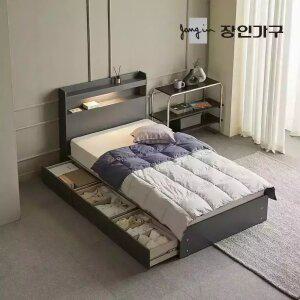 장인가구 메이비 LED 직선헤드 수납 침대프레임 슈퍼싱글 SS (높이230)