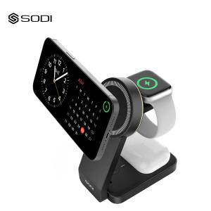 소디 3in1 Qi2 15W 맥세이프 고속 무선 충전기 LED 접이식 거치대 스탠드 아이폰 애플