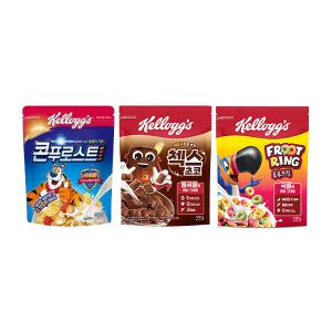 [베스트픽] 켈로그 아이 간식 3대장 세트(콘푸로스트 600g + 오곡 첵스초코 570g + 후