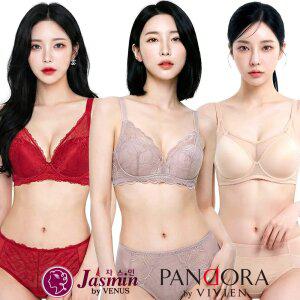 비비안 비너스 편한 노와이어 브라 팬티 세트 여름 빅사이즈 홑겹 레이스 마담 브래지