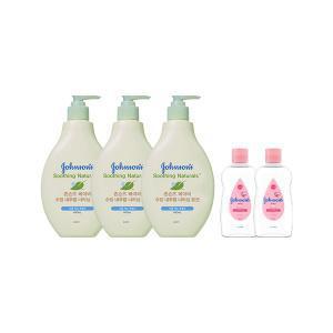 존슨즈 수딩내추럴 로션 400ml, 3개 + 증정(베이비오일 125ml, 2개)