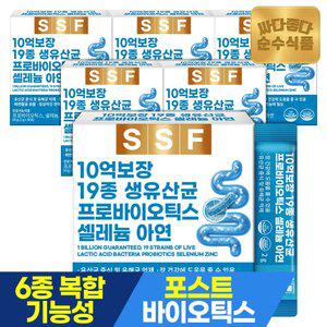 순수식품 10억보장 19종 생유산균 프로바이오틱스 6박스(180포) 셀레늄 아연 포스트 프