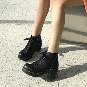 7cm 인사이드 라운드 가보시 여성 키높이 워커힐 앵클 앵글 여자 통굽 부츠