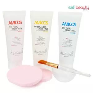 AWC 아미코스 실기시험용 크림팩 3종 200ml 해면 2장 팩붓금장 플라스틱볼 지성팩 건성팩 정상팩 피부 미용 재료