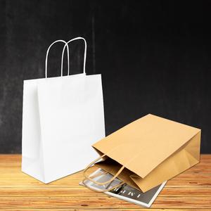 화이트 쿠키 크라프트 트위스트 쇼핑백 벌크10입 1호~4호 무지 종이가방