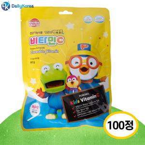 뽀롱뽀롱 뽀로로비타민C 100정/복숭아맛 키즈 선물 D