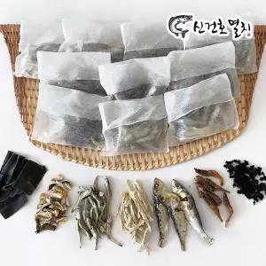 신건호멸치 국산 통원물만을 수작업한 7종 다시팩 / 밴댕이 멸치 건새우 제주무 다시마 미역 표고버섯